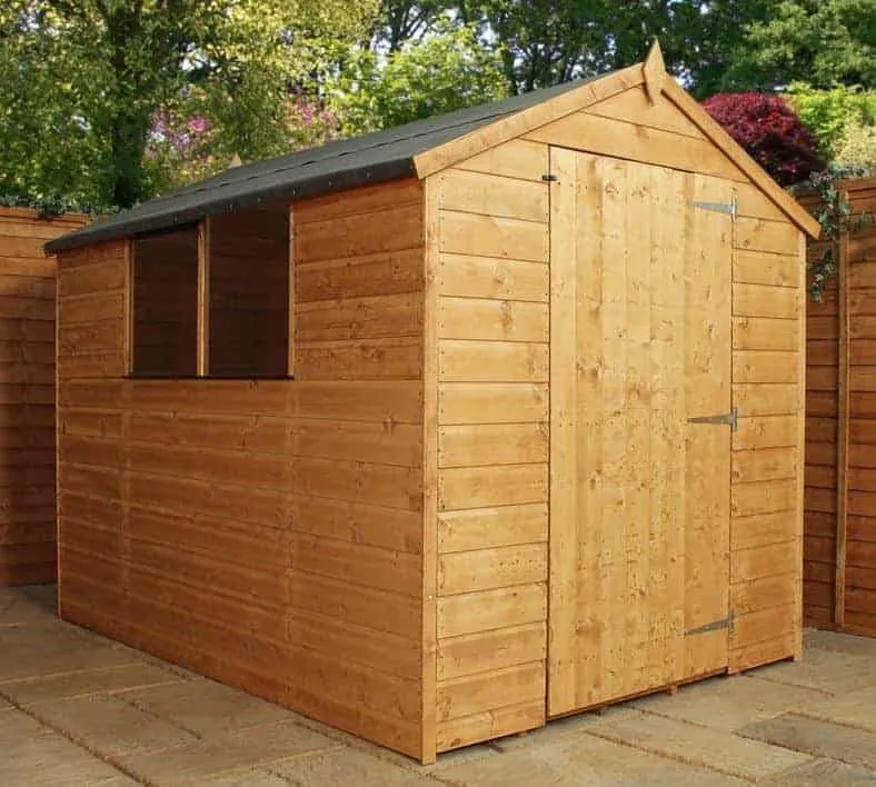 A standard wooden shed with security risks.