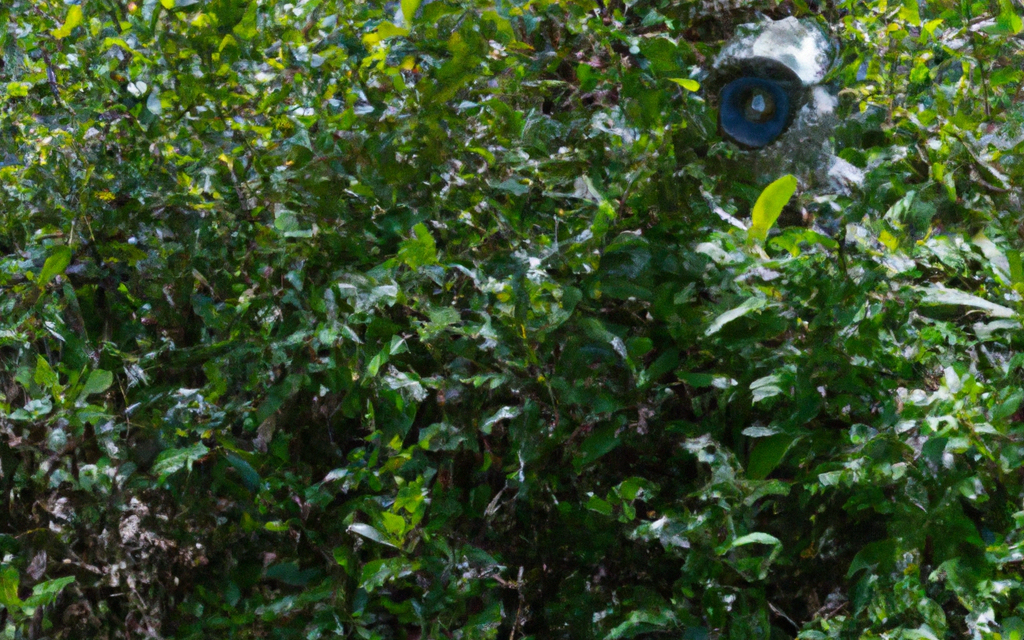 a security camera hidden in a bush